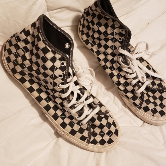 distressed checkered vans